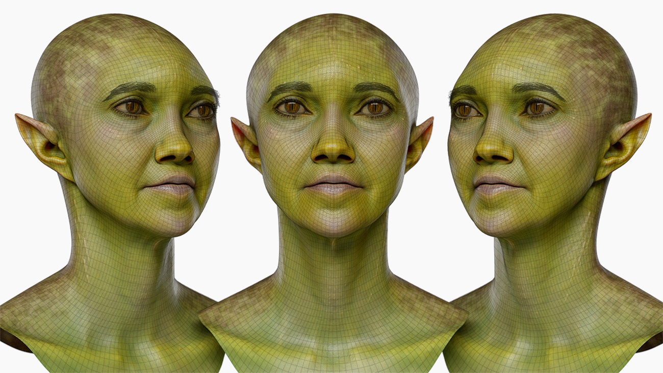 Download female elf topology 3d model 